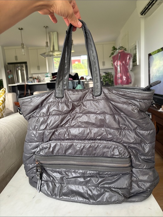 Sol And Selene Handbags - Quilted Metallic Gray Tote Bag - Women